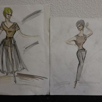 Fashion sketches, unsigned