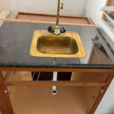 Wetbar Brass Sink on Granite