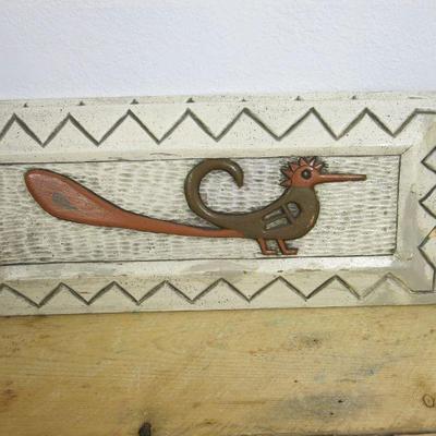 Tony Trujillo And Dick Latka Relief Carved Panel Small Road Runner