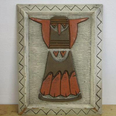 Tony Trujillo And Dick Latka Relief Carved Panel Owl