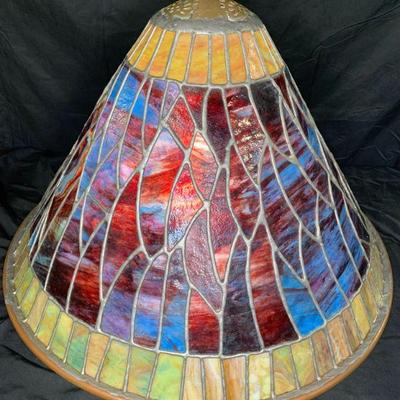 Blue & Red Leaded Glass Shade by Pasquine
