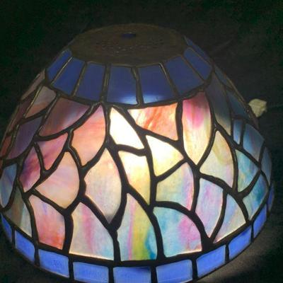 Small Pastel Leaded Glass Shade signed Pasquine
