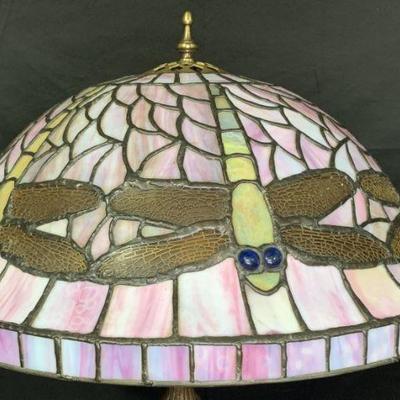 Pink Leaded Glass Dragonfly Shade
