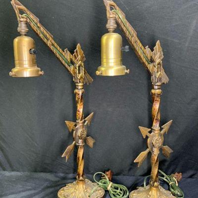 Pair Art Deco Milcast Table Lamps
