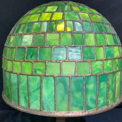 Green Stained Slag Glass Shade
