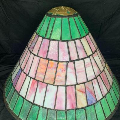 Pink & Green Handmade Leaded Glass Shade
