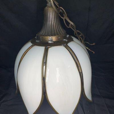 Vintage White Slag Glass Tulip Chandelier
