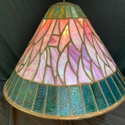 Pink & Green Leaded Glass Shade
