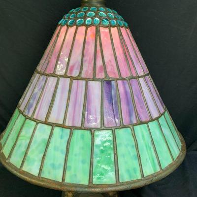 Purple & Green Leaded Glass Shade
