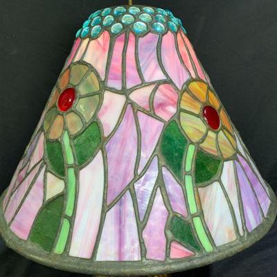 Pasquine Floral Pink & Blue Leaded Glass Shade
