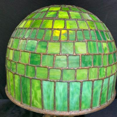 Green Stained Slag Glass Shade
