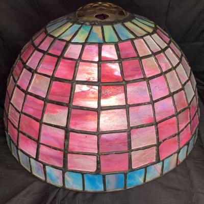Pink & Pastel Stained Leaded Glass Shade
