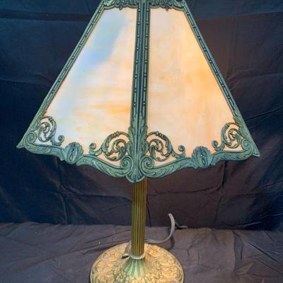 Antique Cream & Amber Color Slide Glass Lamp
