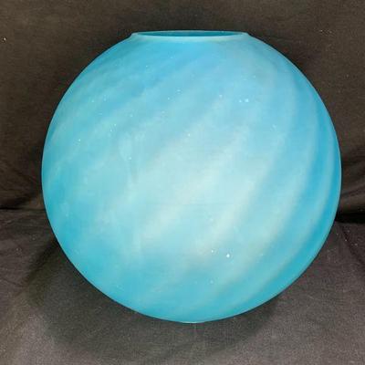Victorian Frosted Blue Swirl Glass Globe Shade
