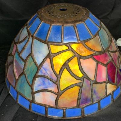Small Blue & Yellow Leaded Glass Shade
