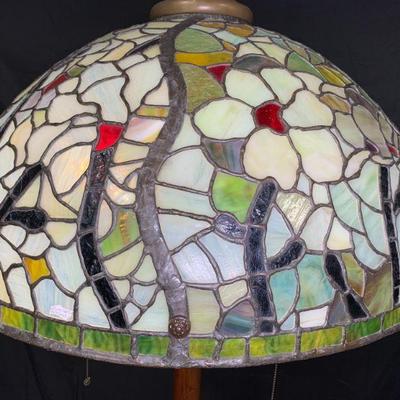 Huge Green & Red Leaded Glass Shade
