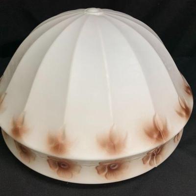 Vintage Matte White & Brown Flowered Globe
