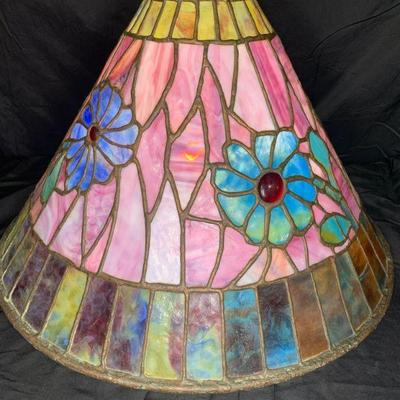 Pink Floral Handmade Leaded Glass Shade
