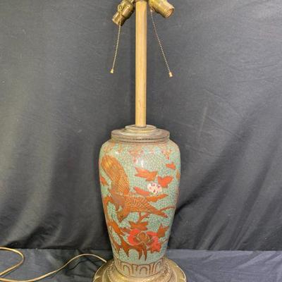 Large Vintage Asian 2-Light Table Lamp
