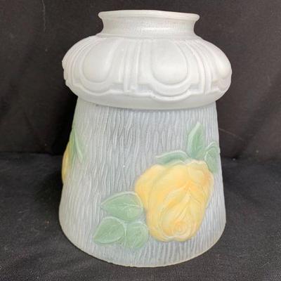 Vintage Frosted Glass Reverse Painted Rose Shade
