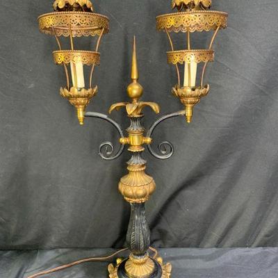 Antique Victorian 2 Candle Electric Lamp
