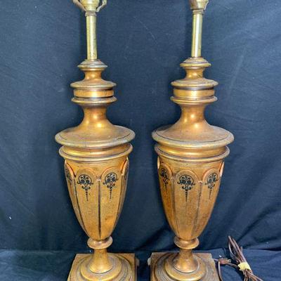 Pair of Vintage Gilded Metal Table Lamps
