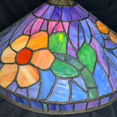Purple & Pink Floral Leaded Glass Shade
