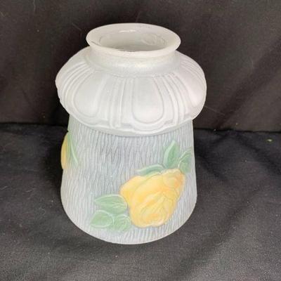 Vintage Frosted Glass Reverse Painted Rose Shade
