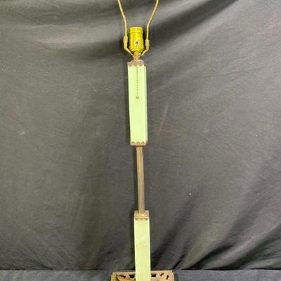 Nouveau Green Jadeite Pillar Lamp
