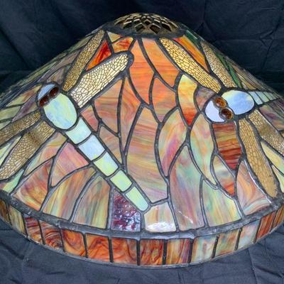 Earth Tone Dragonfly Leaded Stained Glass Shade
