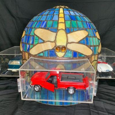 Leaded Stained Glass Dragonfly Car Display Shade
