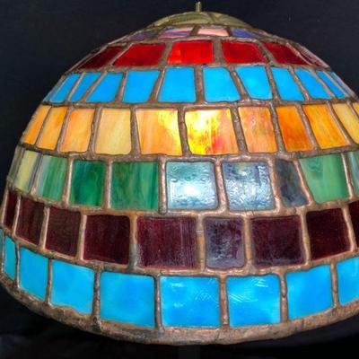 Blue & Purple Leaded Glass Shade
