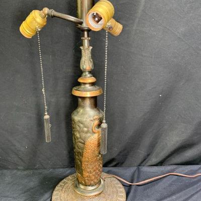 Victorian Cast Gilded Peacock 3-Light Lamp Base
