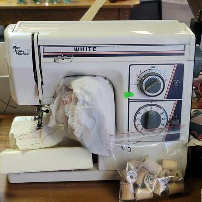 White's Sewing Machine, & spools 