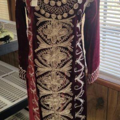 Hand embroidered velvet dress