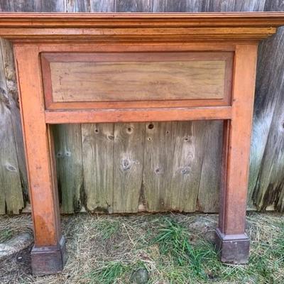 Antique pine fireplace mantle in original paint. Opening is 34â€ wd. X 30â€ ht.