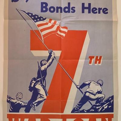These three WWII war bond posters are originals and in excel. cond.. This one dated 1945.