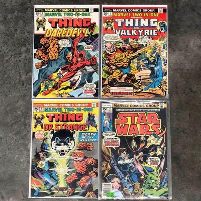 ICT009 - FOUR BRONZE AGE MARVEL COMIC BOOKS THING DOCTOR STRANGE