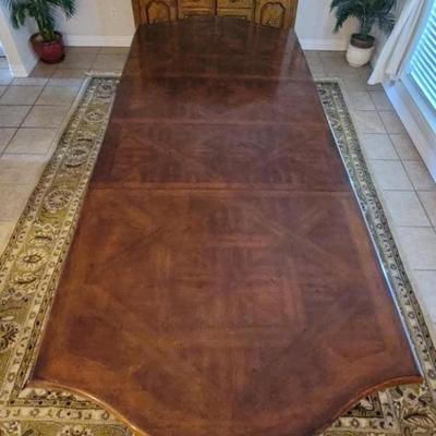 2-Pedestal Inlaid Mahogany Oval Dining Table