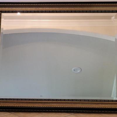 Beveled Mirror in Black & Gold Frame is 47x2x37½in