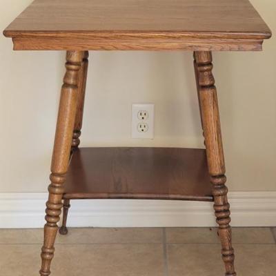 Vintage Victorian Oak Side Table is 24x24x29