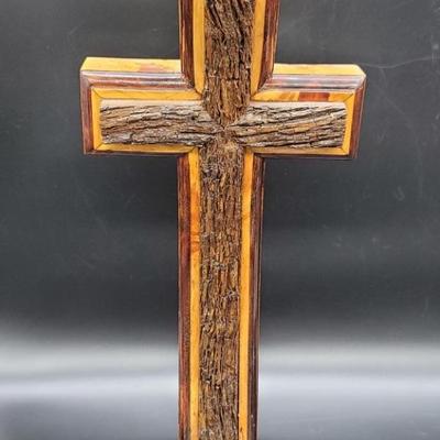 Large Rustic Wooden Cross Decor is 9x4½x20in
