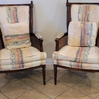 Pair of Upholstered Neoclassical Armchairs