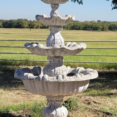 Extra Large 4-Tier Outdoor Water Fountain
Huge fountain approx. 99in tall X 56in diameter at bottom bowl
Will be cumbersome to move -...