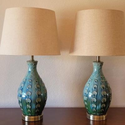 Pair Mid Century Modern Style Ceramic Table Lamps