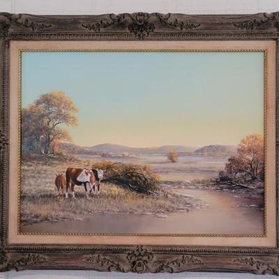 Original Jack Bryant Framed Western Painting
Measures 30½ x 24in 
Fort Worth Artist, 1929 - 2012 Famous for Western Paintings and Bronze...