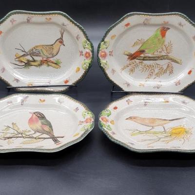(4) Vintage Asian Aviary Plates, for decor only
