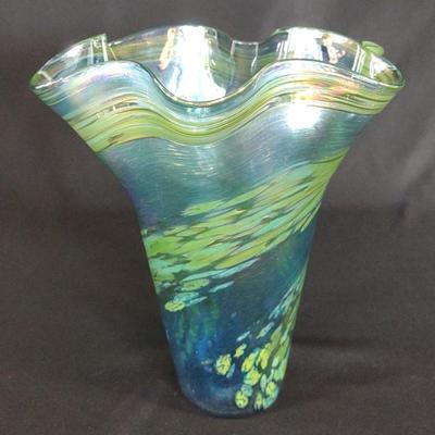 Mount St Helens Ruffle Blown Art Glass Vase