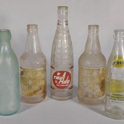 5 Old Soda Bottles (Crass, Tru Ade, Mr Frosties)