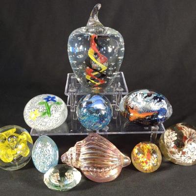 10 Glass Art Paperweights